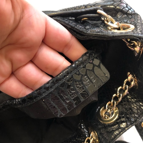 MICHAEL Michael Kors Jet Set Chain Python-Embossed Black Patent Shoulder Tote - Picture 13 of 16
